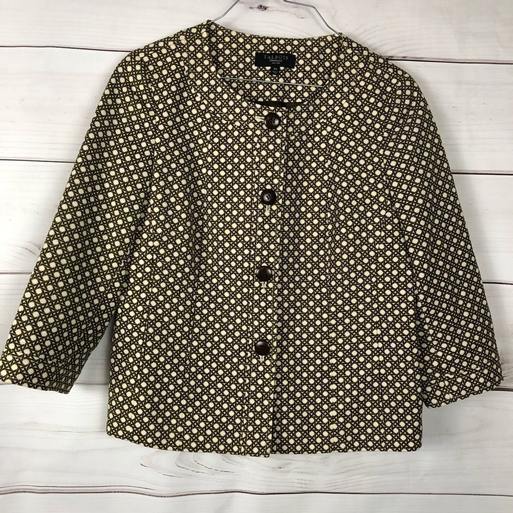 Talbots Button Front Jacket Size 10 Petite Cream … - image 1